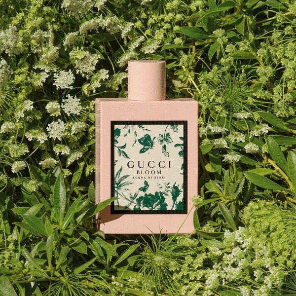 Gucci Bloom Acqua Di Fiori Eau de Toilette, 100ml perfume spray on a vanity