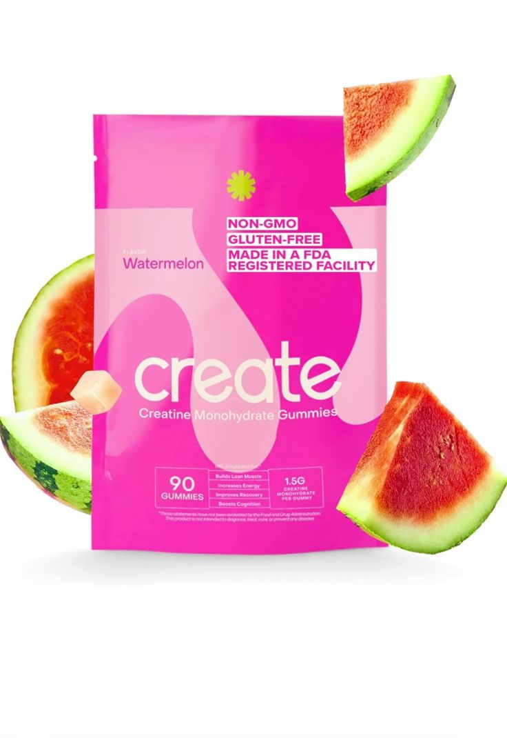 Create Creatine Monohydrate Gummies, 1.5g per Gummy Watermelon, 90ct, Non-GMO