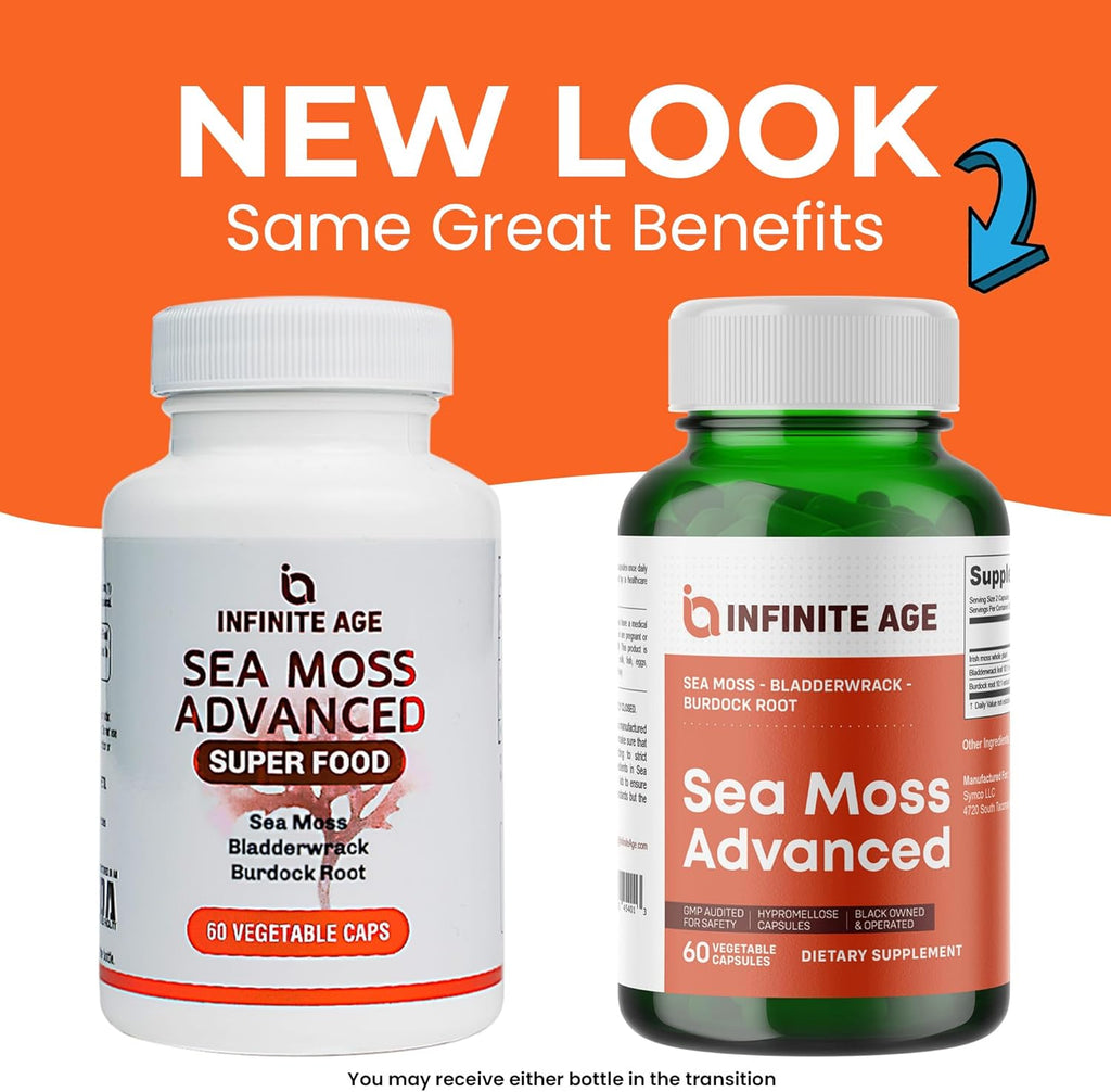 NFINITE AGE 3 Pack of 1250mg Sea Moss Advanced Superfood Capsules, 180 Count