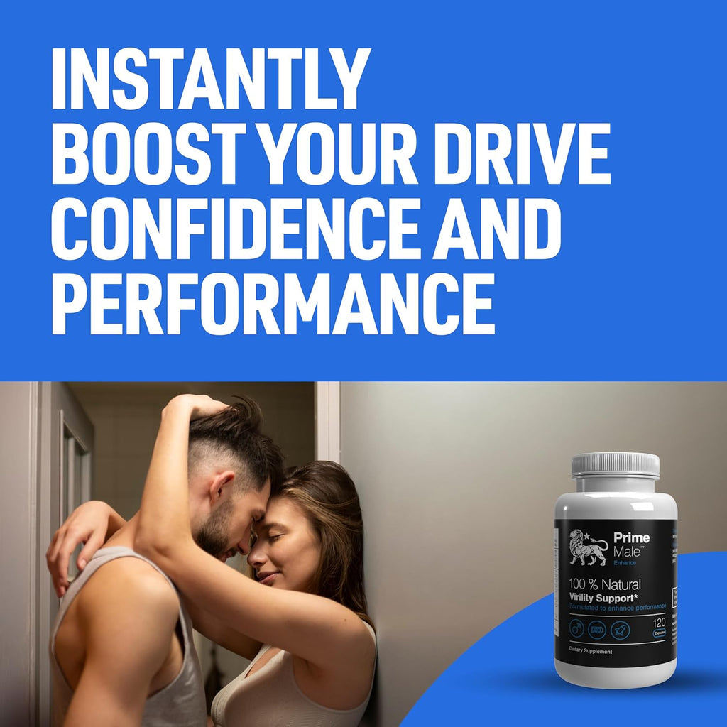 Prime Male Enhance – 100% Natural Virility Support Supplement | Boost Performance & Energy | 120 Capsules (2 Pack)