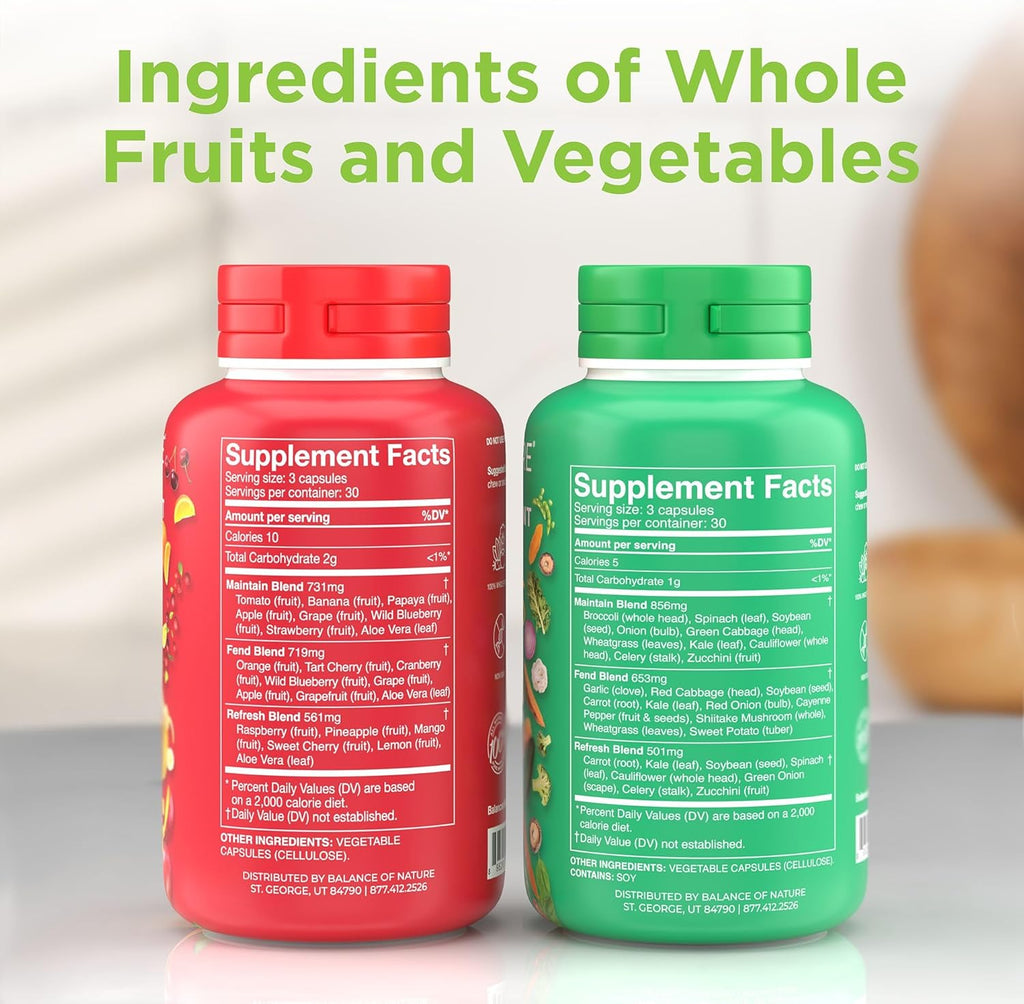 Balance of Nature Fruits & Veggies Capsules – Whole Food Dietary Supplement for Energy, Digestion & Immune Support (90 Count)