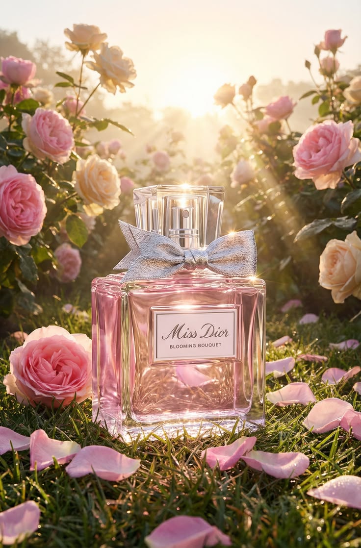 Side view of Miss Dior Blooming Bouquet Eau de Toilette Spray 3.4 oz fragrance bottle