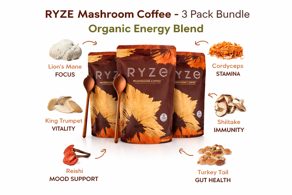 RYZE Mushroom Coffee – 3 Pack Bundle | Organic Energy Blend
