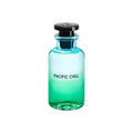 Perfume bottle labeled 'Pacific Chill' by Louis Vuitton on a white background