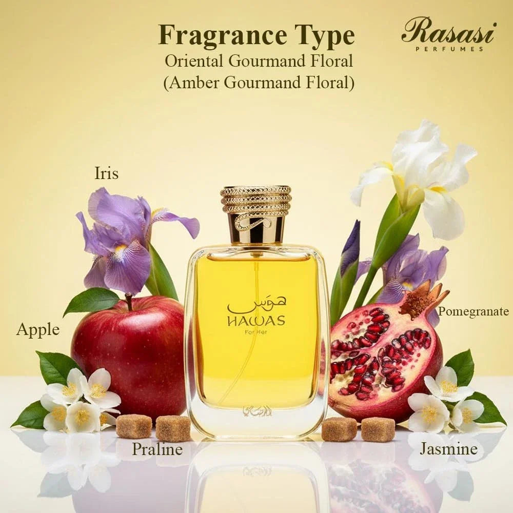 Rasasi Hawas For Her 100ml Eau de Parfum perfume packaging