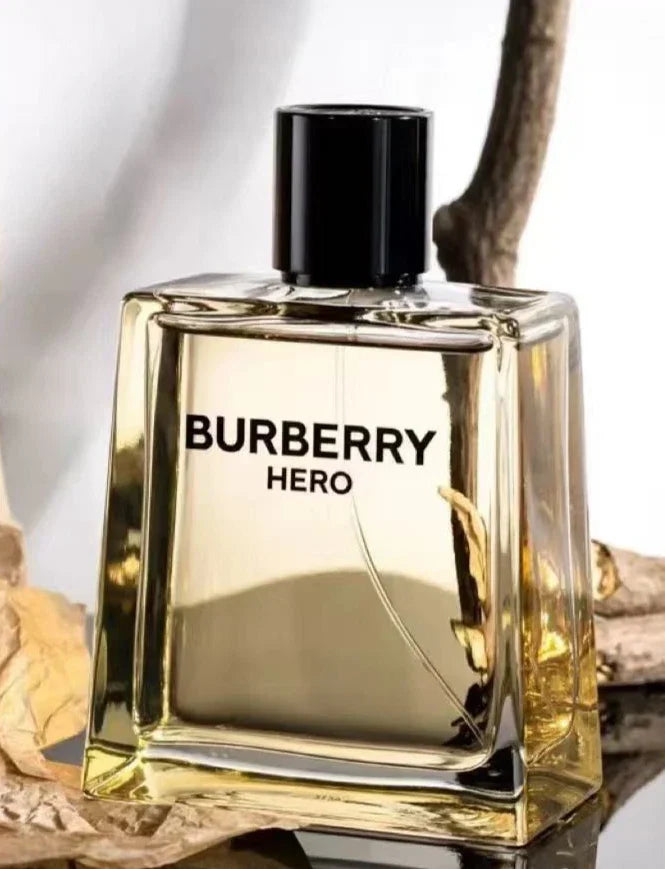 Close-up image of Burberry Hero Eau de Toilette 100ml bottle, luxurious men's fragrance