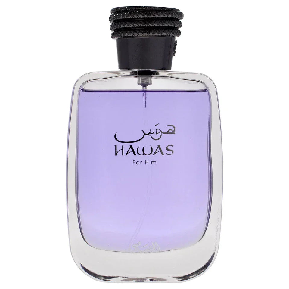 Label and packaging details of Hawas For Him Eau de Parfum 100ml